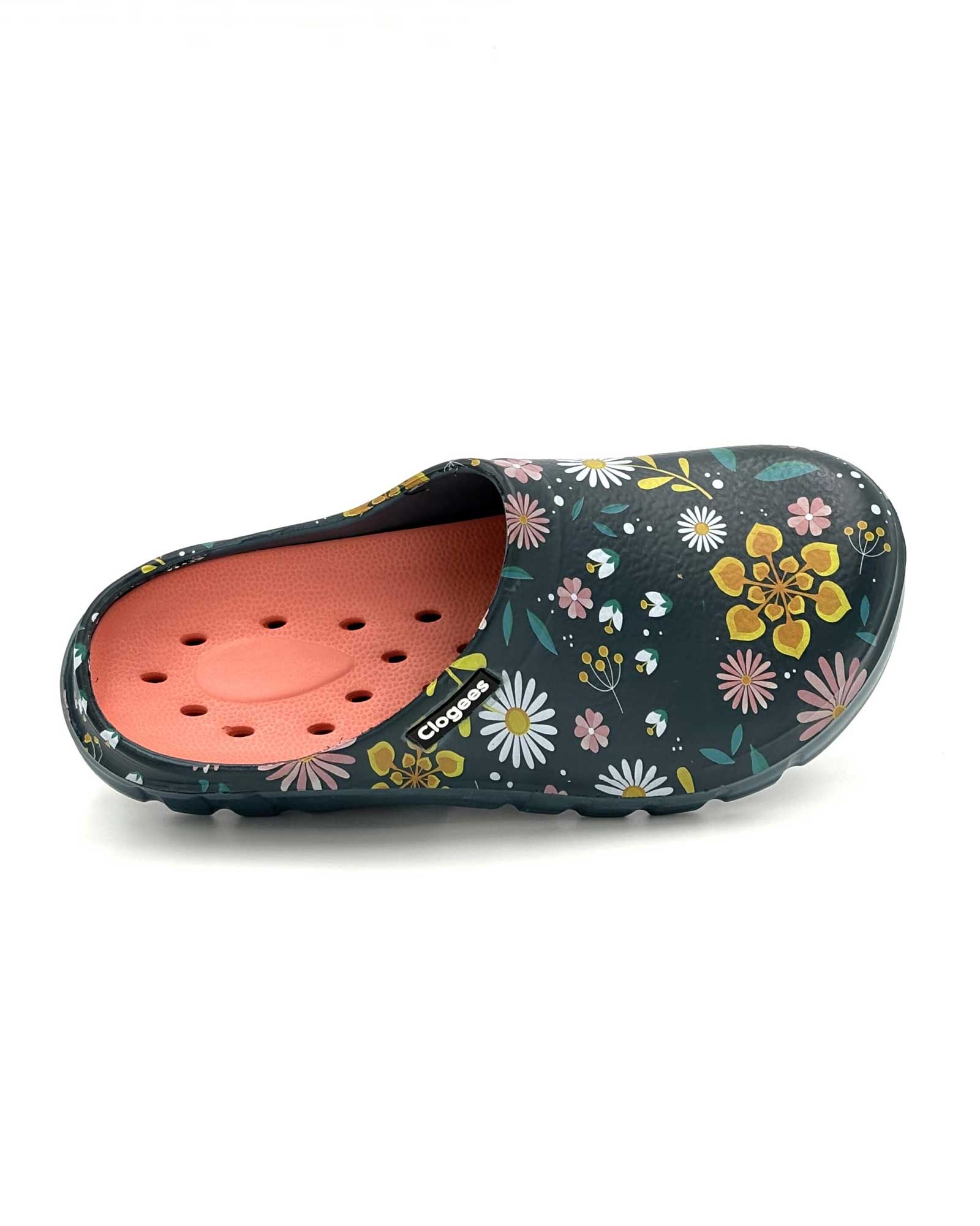 Womens Garden Clogs Green Daisies