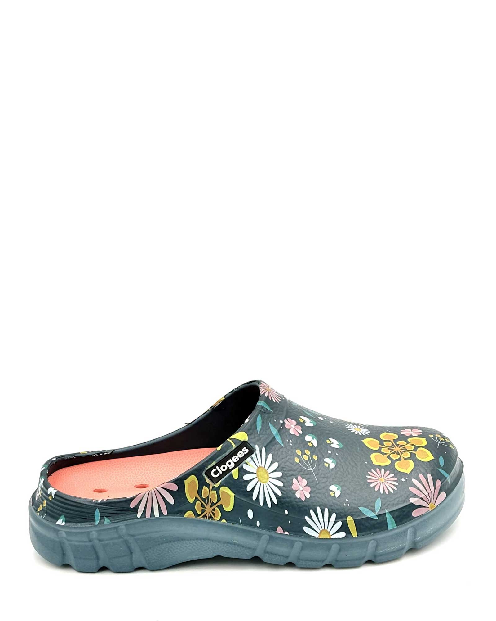 Womens Garden Clogs Green Daisies