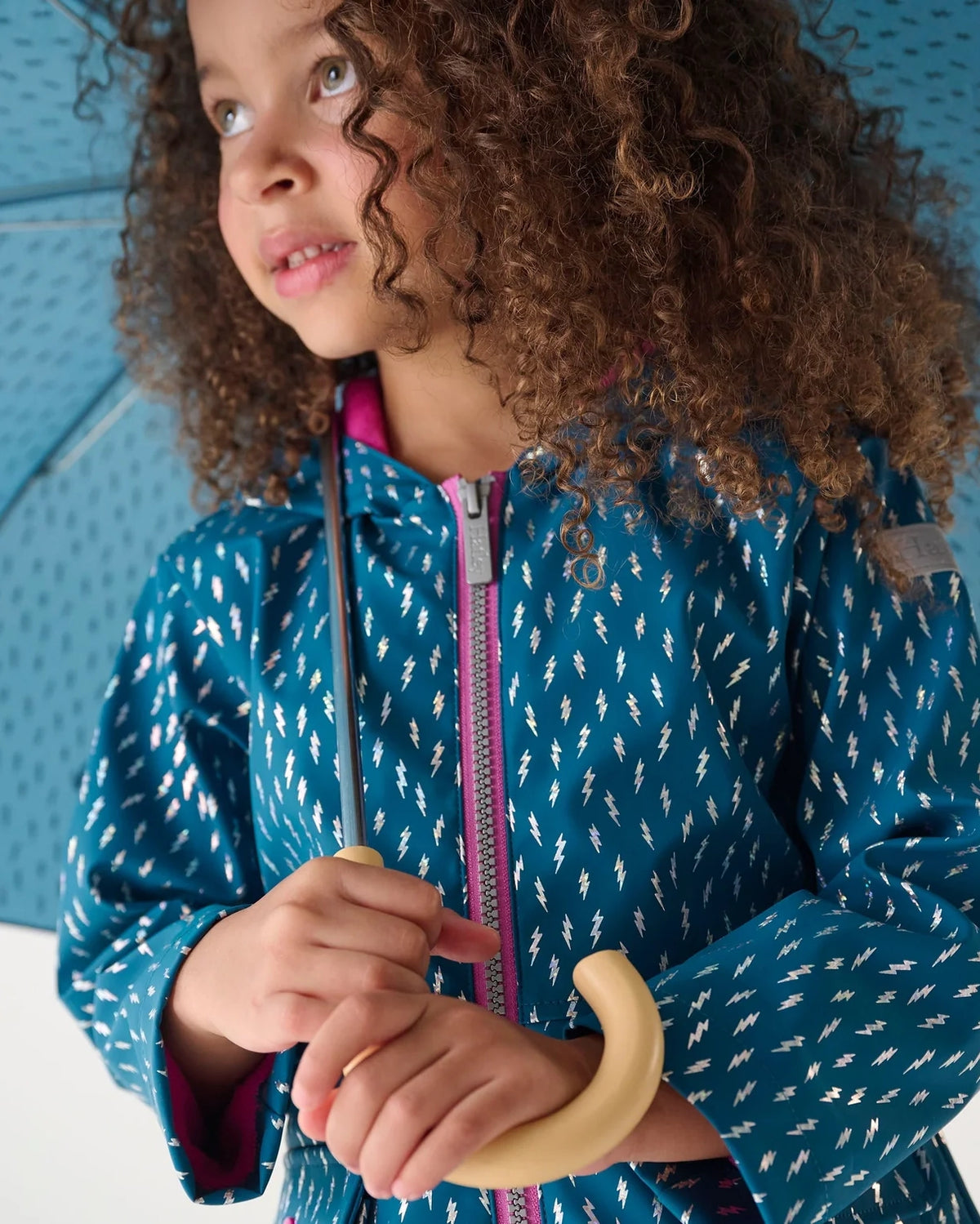 Mini Lightening Bolts Peplum Rain Coat