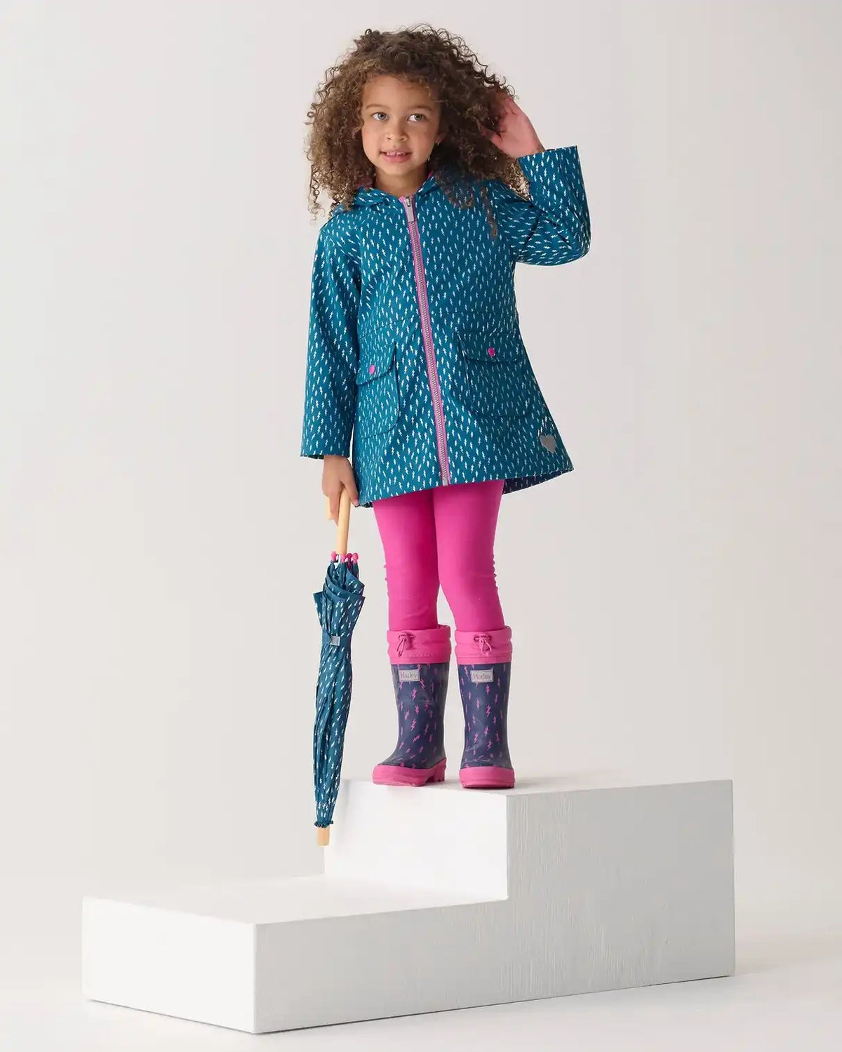 Mini Lightening Bolts Peplum Rain Coat