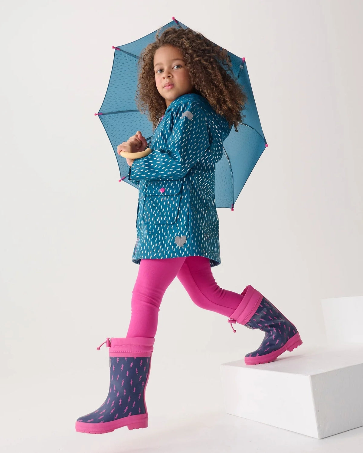 Mini Lightening Bolts Peplum Rain Coat