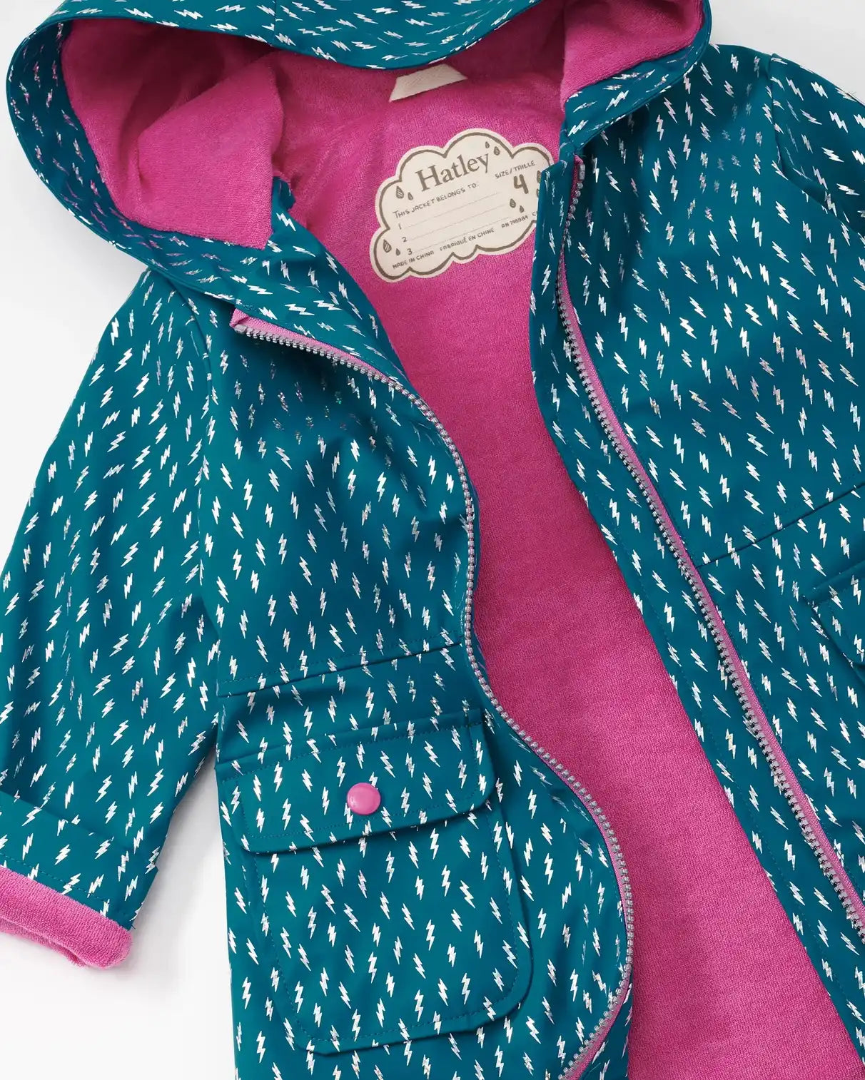 Mini Lightening Bolts Peplum Rain Coat