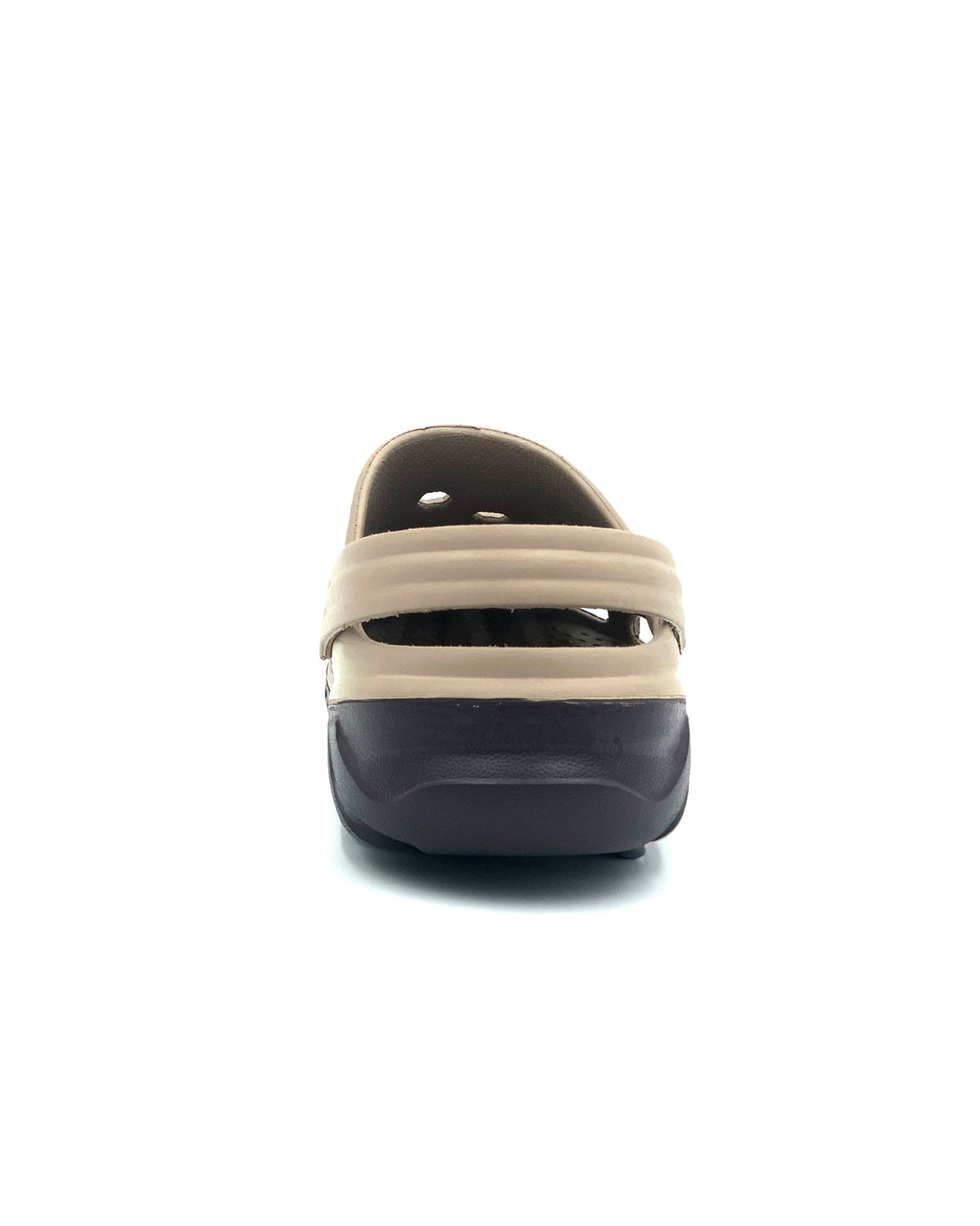 Beige and black shoe on a white background