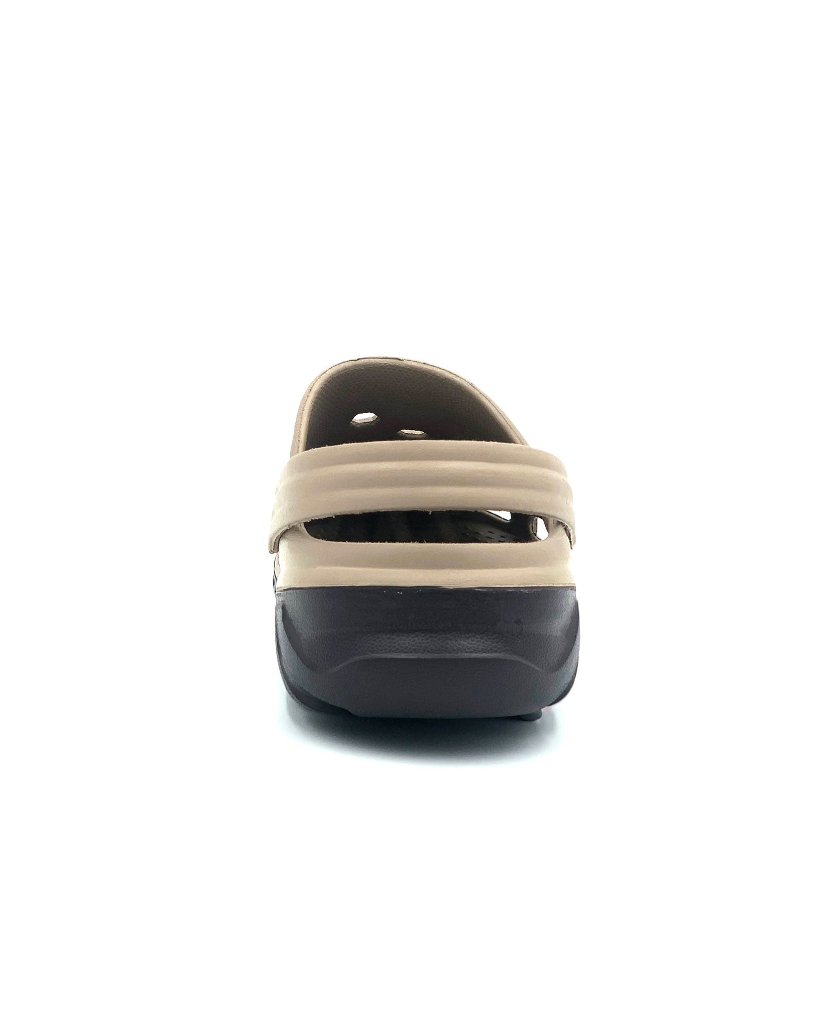 Beige and black shoe on a white background