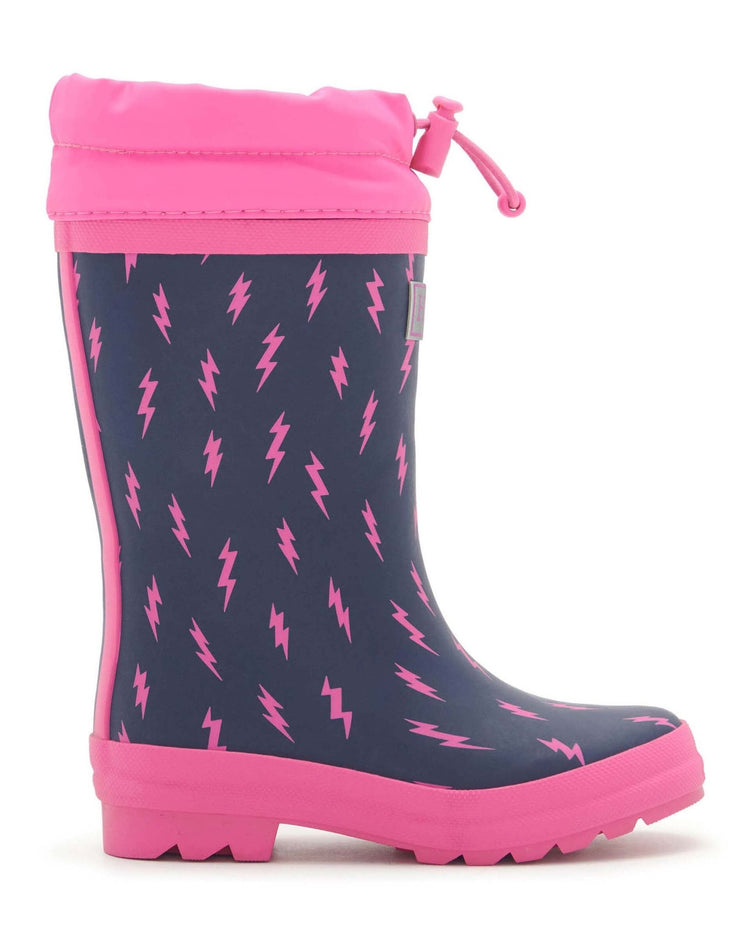 Mini Lightening Bolts Sherpa Lined Gumboots 1 | Wellies Online