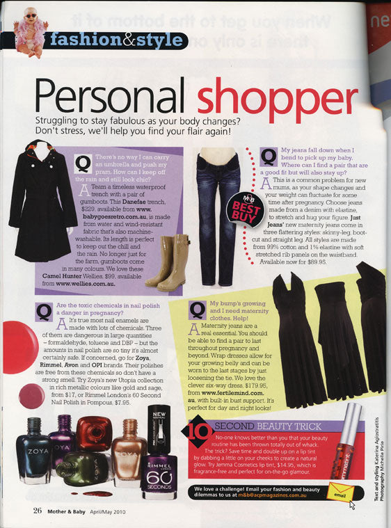 Wellies page in Real Living May 2010