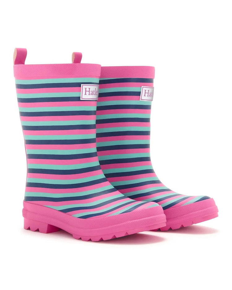 Rose Violet Stripes Matte Gumboots 2 | Wellies Online