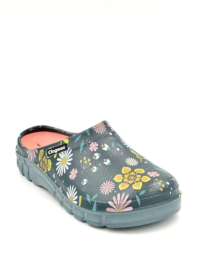 Womens Garden Clogs Green Daisies 2 | Wellies Online
