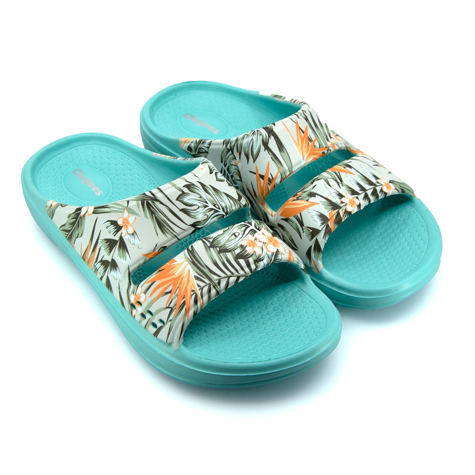 Womens Island Slides Aqua Palm 29 | Wellies Online
