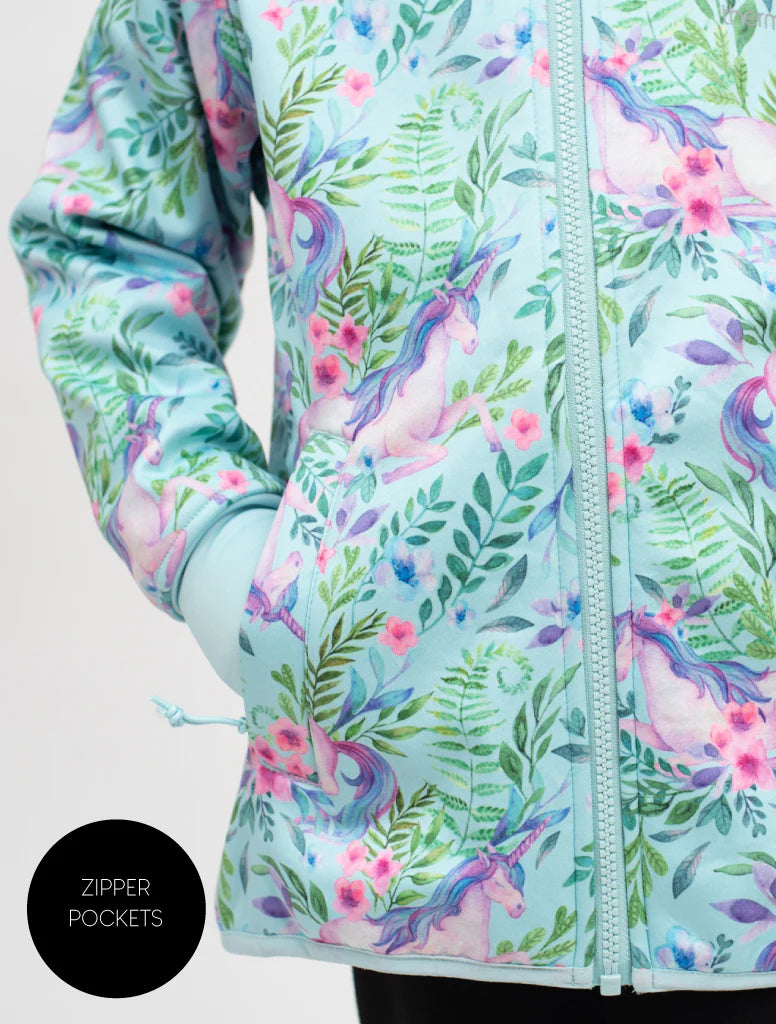 All Weather Waterproof Hoodie Unicorn Garden