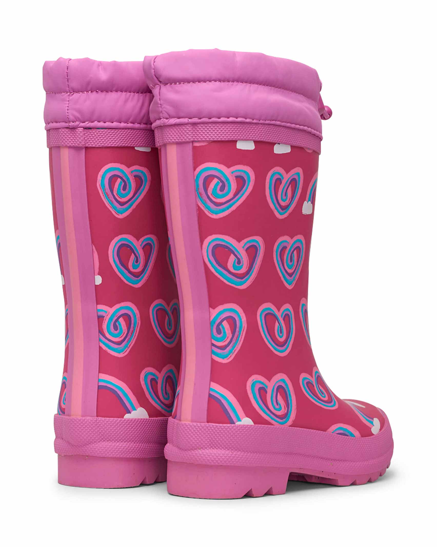 Twisty Rainbow Hearts Sherpa Lined Gumboots