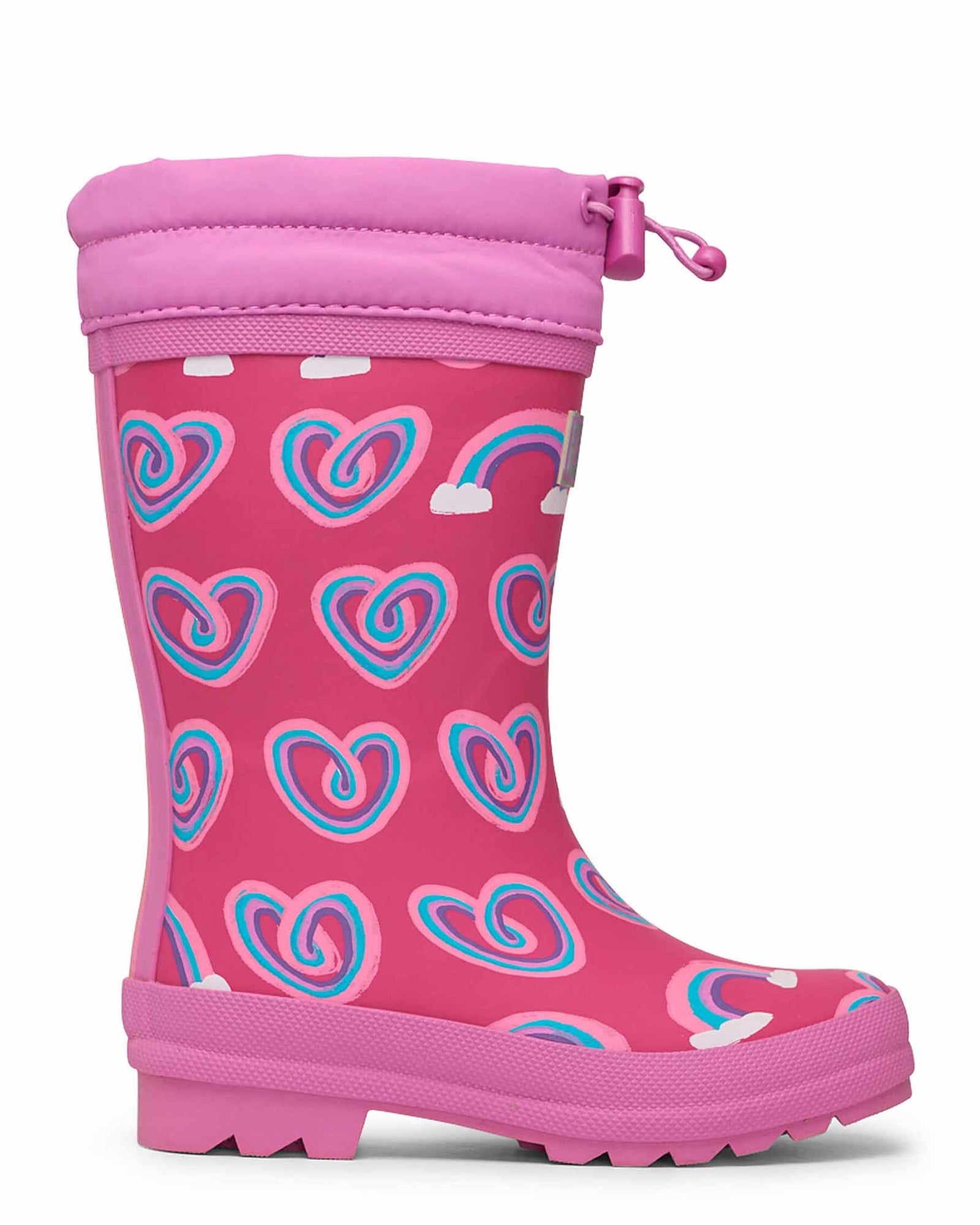 Twisty Rainbow Hearts Sherpa Lined Gumboots