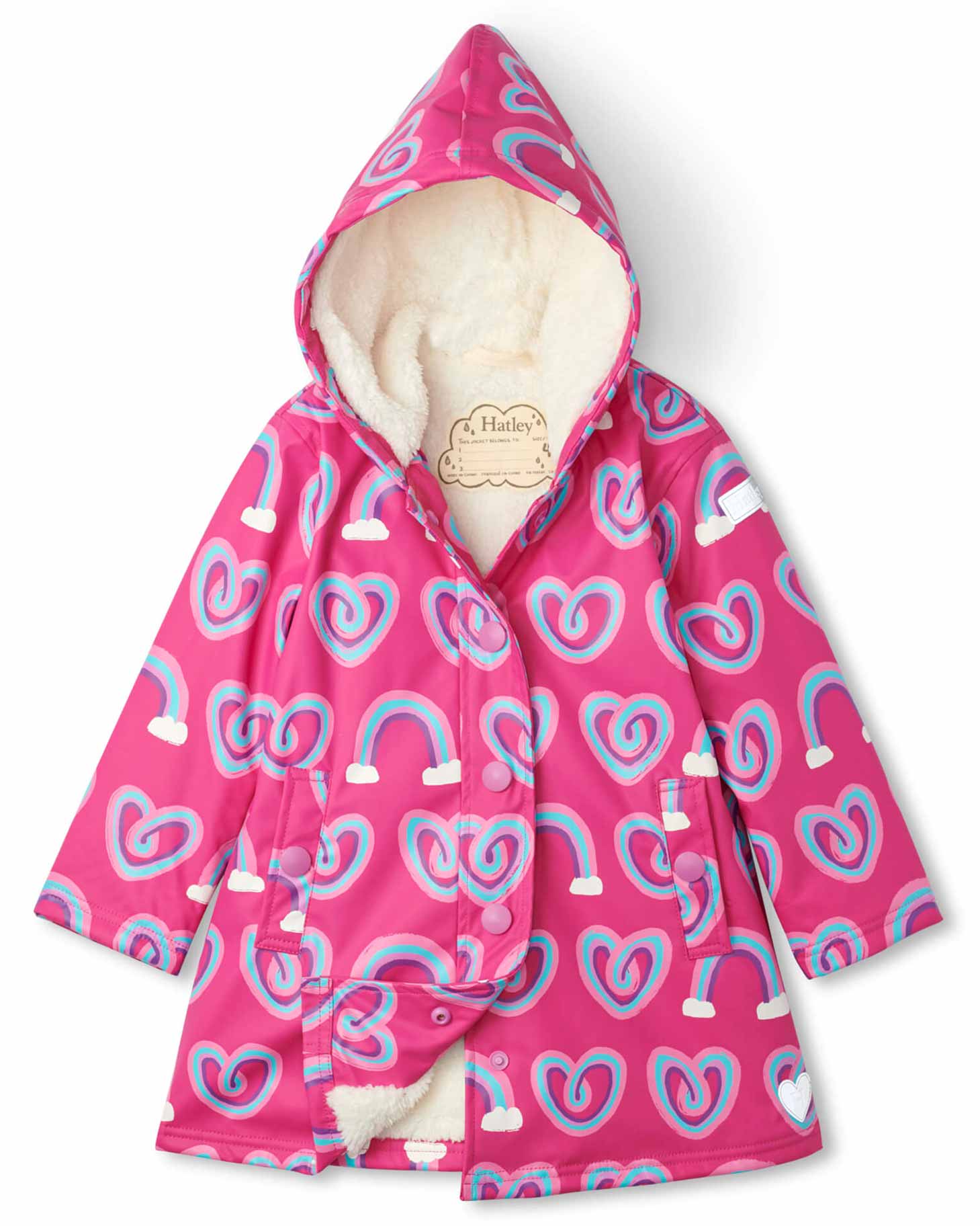 Twisty Rainbow Hearts Sherpa Lined Splash Jacket