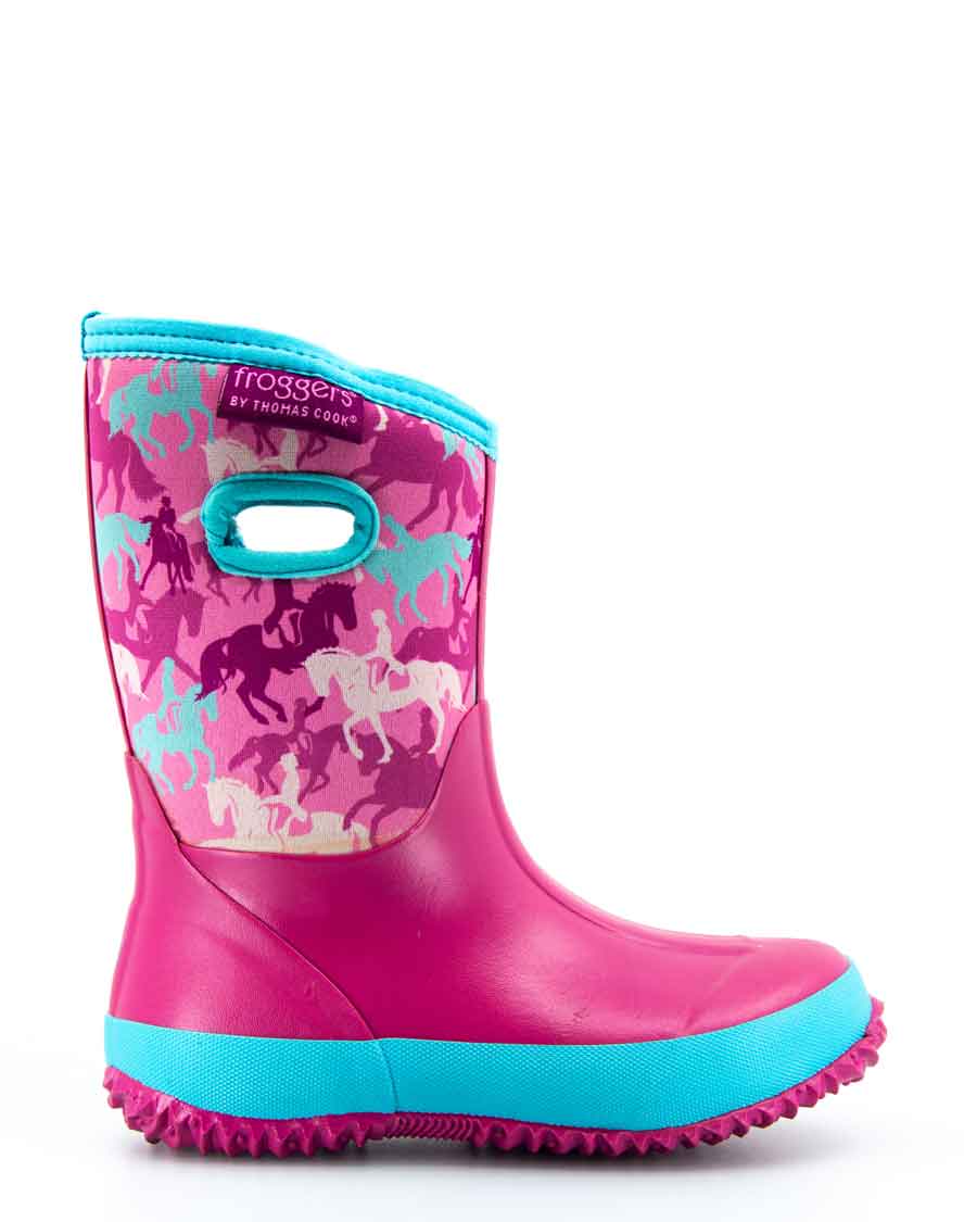 Bridgewater Kids Gumboots Pink Horses 1 | Wellies Online