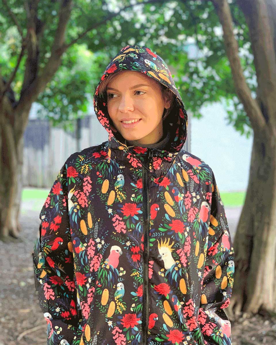 Bush Parrots Womens Rain Jacket