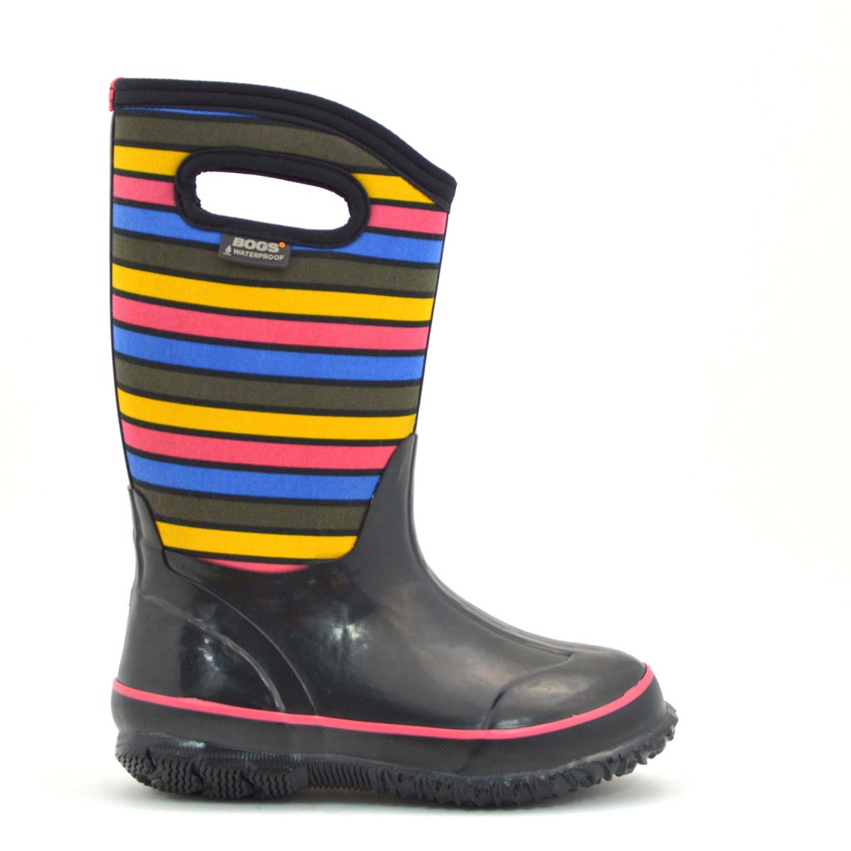 Classic Stripes Black Multi Kids Gumboots 2 | Wellies Online