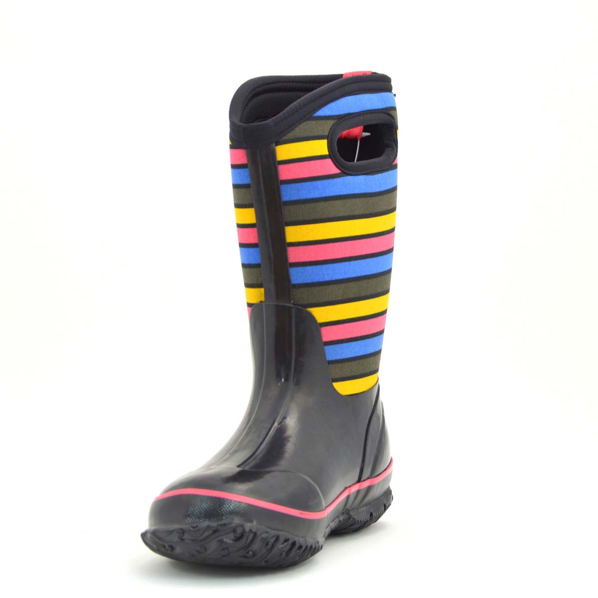 Classic Stripes Black Multi Kids Gumboots 10 | Wellies Online
