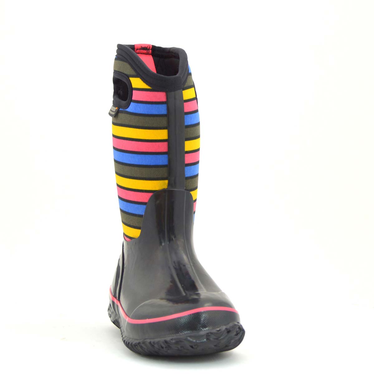 Classic Stripes Black Multi Kids Gumboots 7 | Wellies Online
