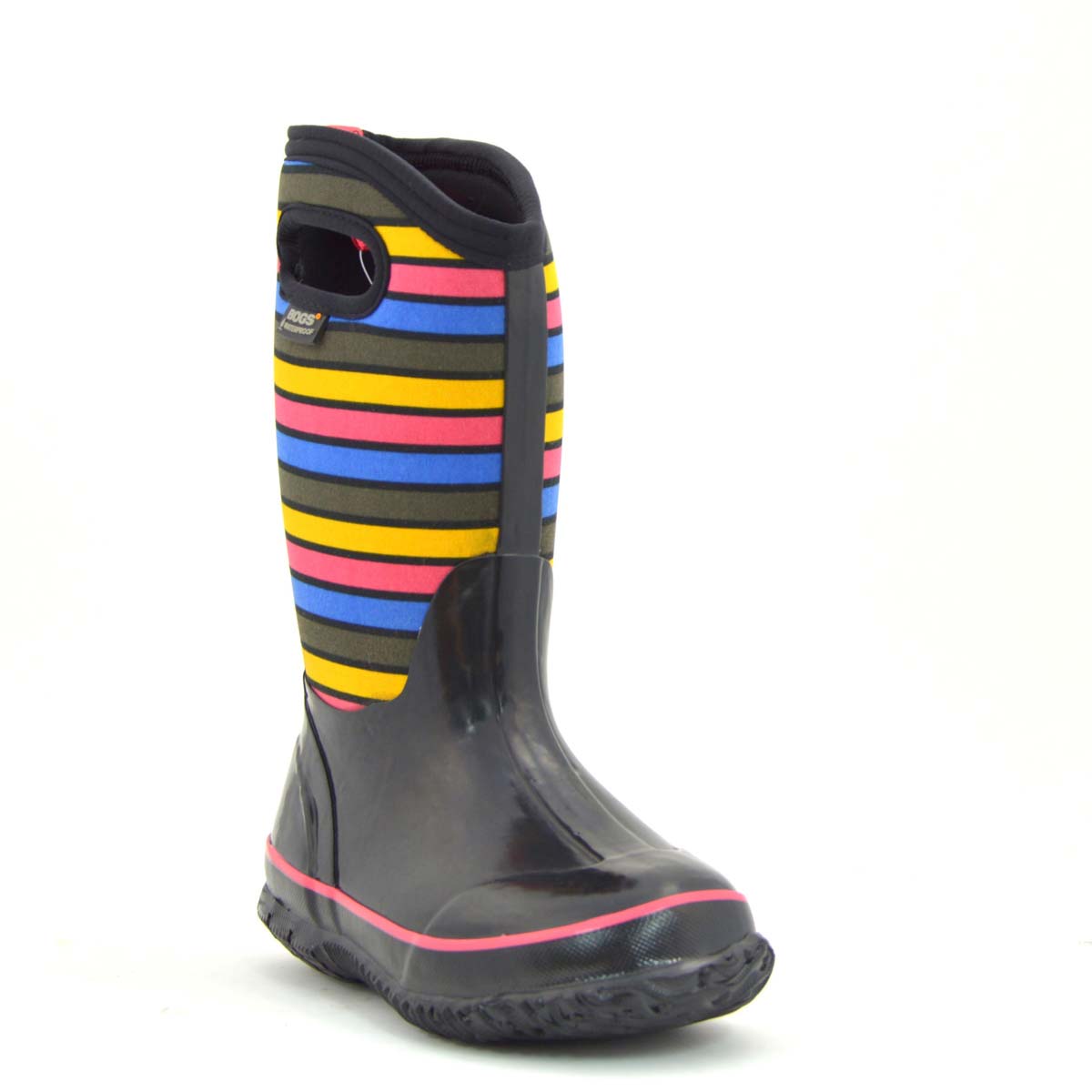 Classic Stripes Black Multi Kids Gumboots 6 | Wellies Online
