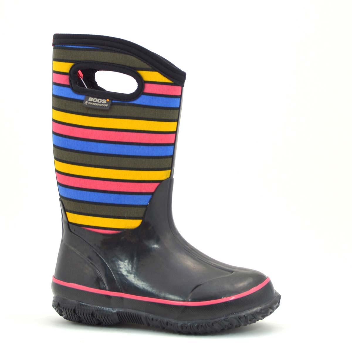 Classic Stripes Black Multi Kids Gumboots 3 | Wellies Online