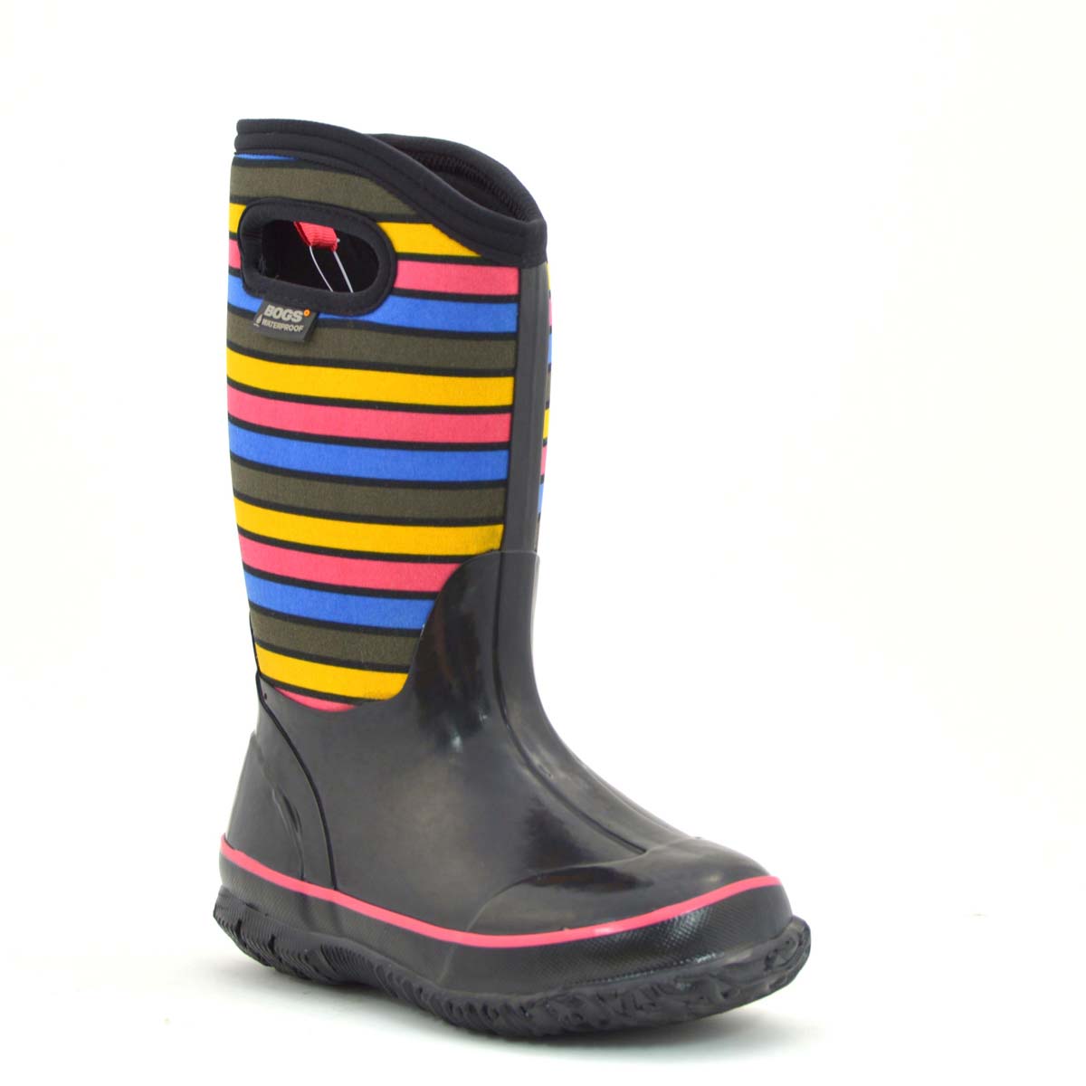 Classic Stripes Black Multi Kids Gumboots 5 | Wellies Online