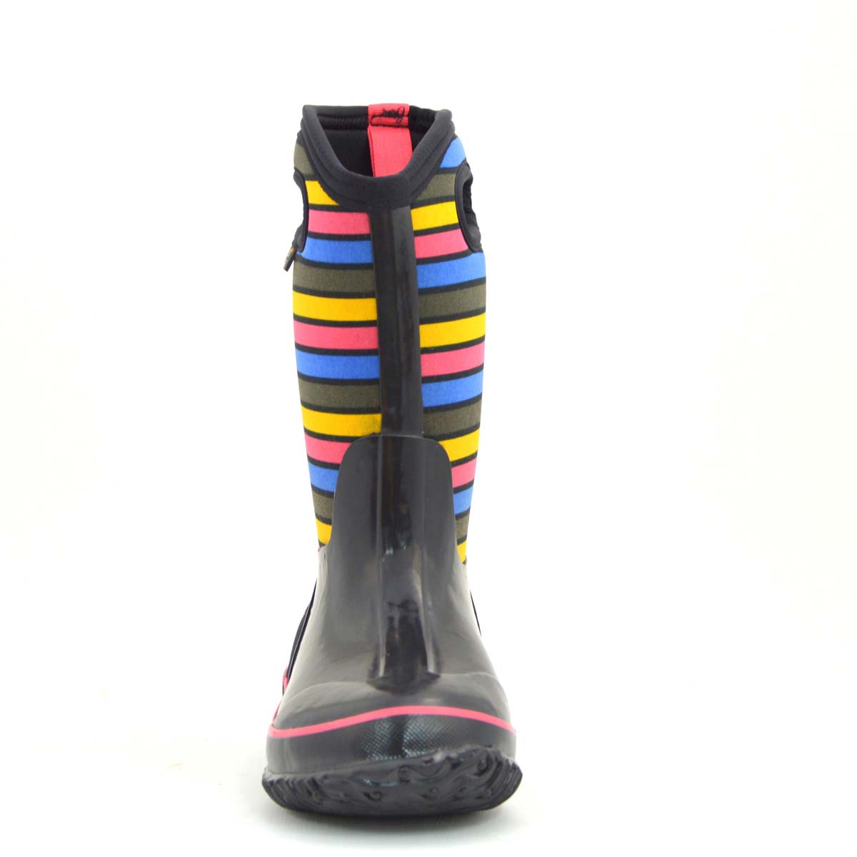 Classic Stripes Black Multi Kids Gumboots 8 | Wellies Online