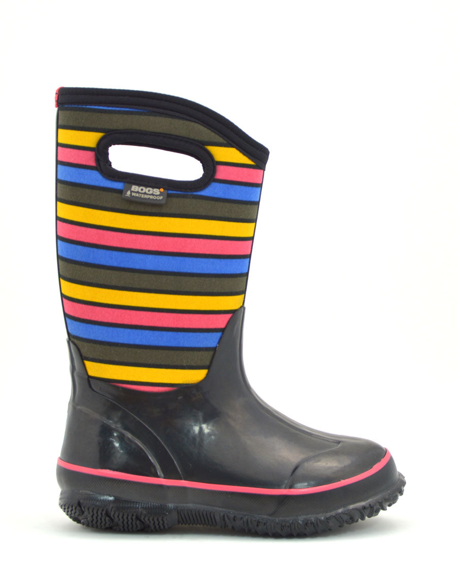 Classic Stripes Black Multi Kids Gumboots