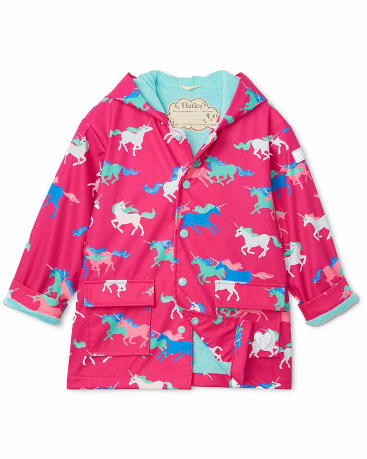 Frolicking Unicorns Colour Changing Raincoat 1 | Wellies Online