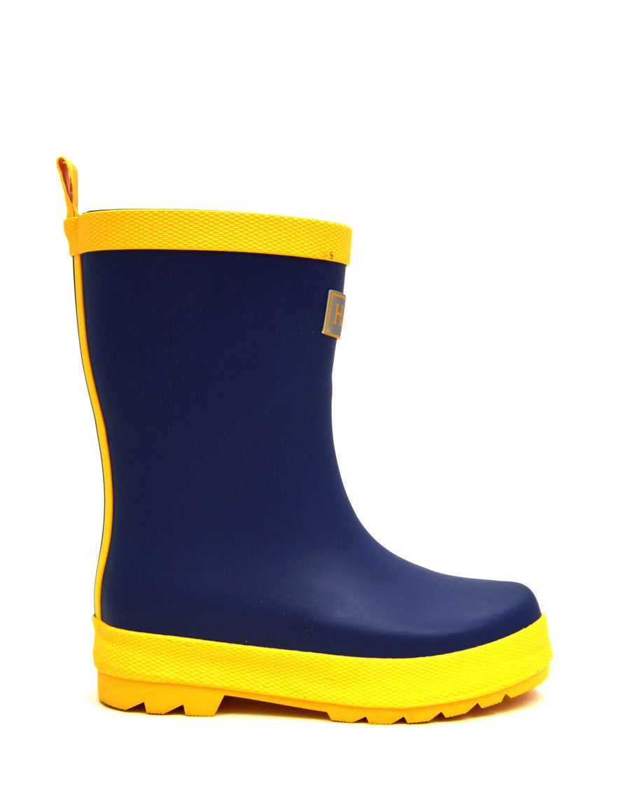 Navy & Yellow Matte Gumboots