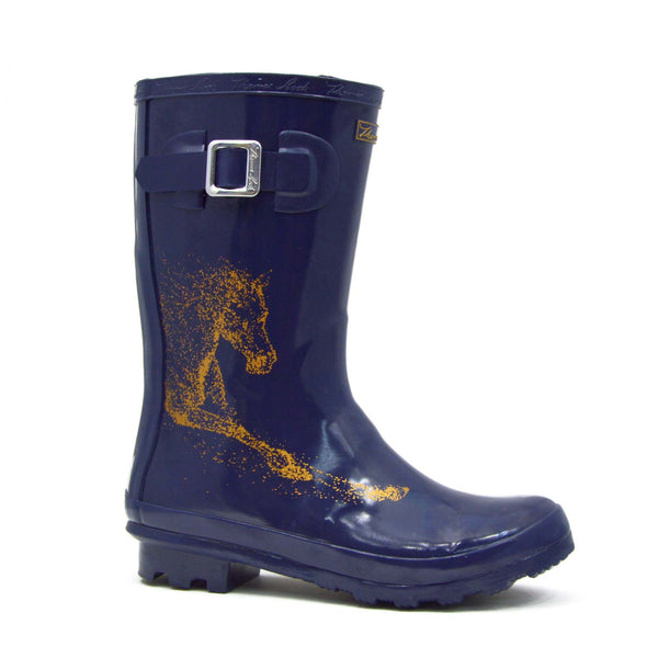 Launceston Navy Horse Gumboots • Wellies Online
