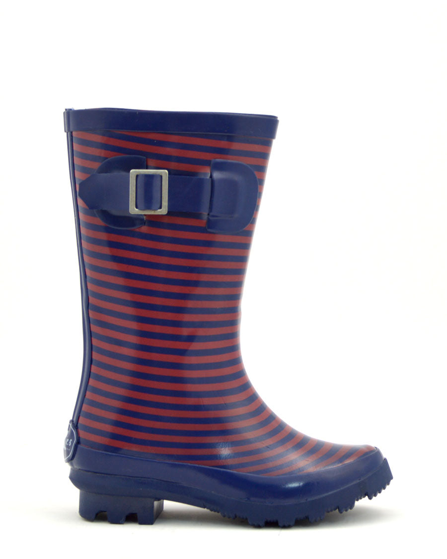 Navy Stripe Tall Gumboots Kids