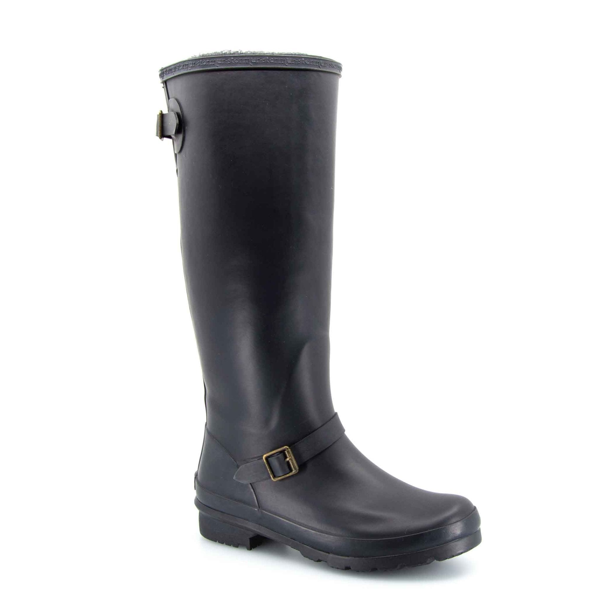 Original Fleeced Tall Gumboots Rustic Black 4 | Wellies Online