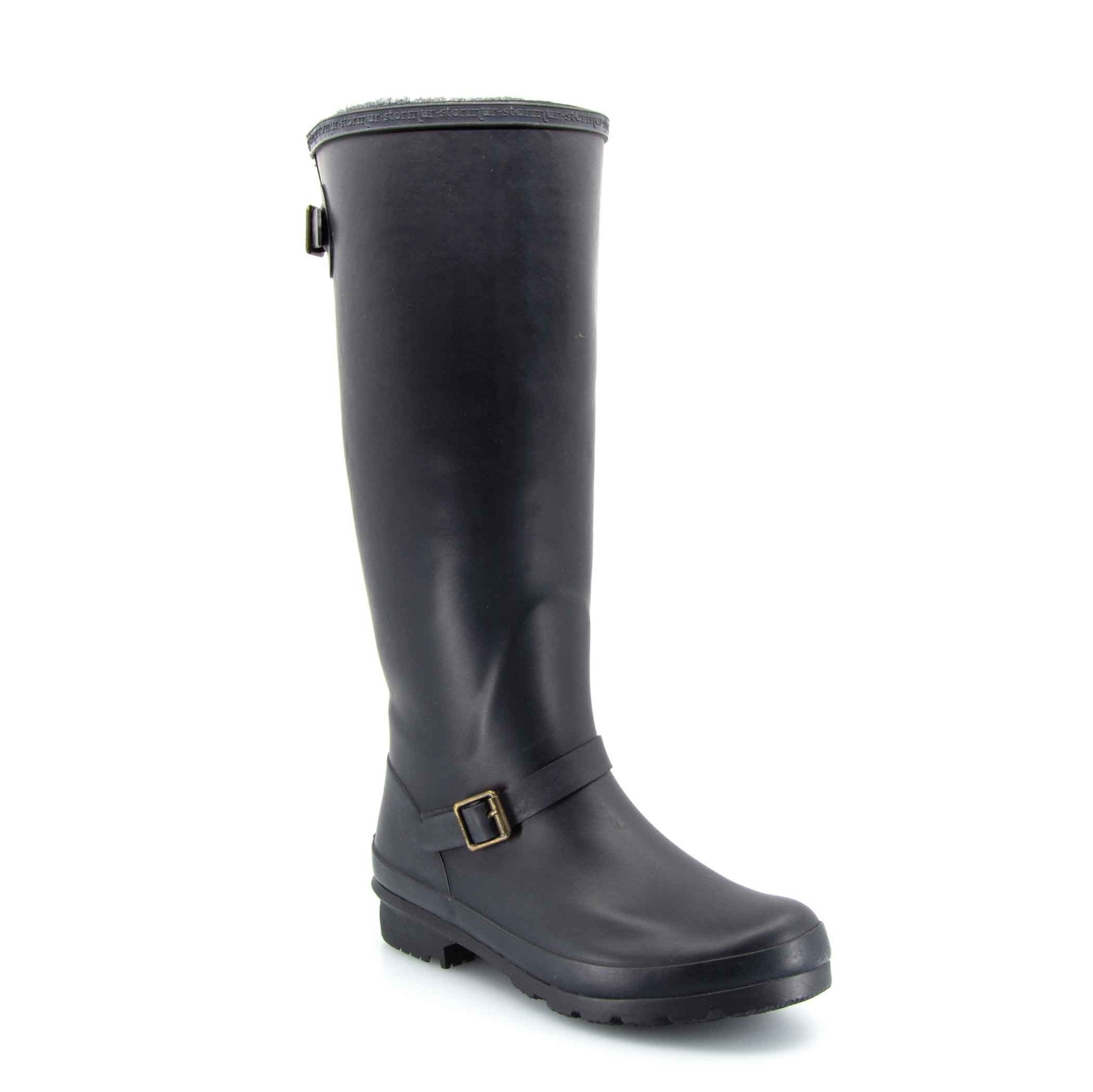 Original Fleeced Tall Gumboots Rustic Black 5 | Wellies Online