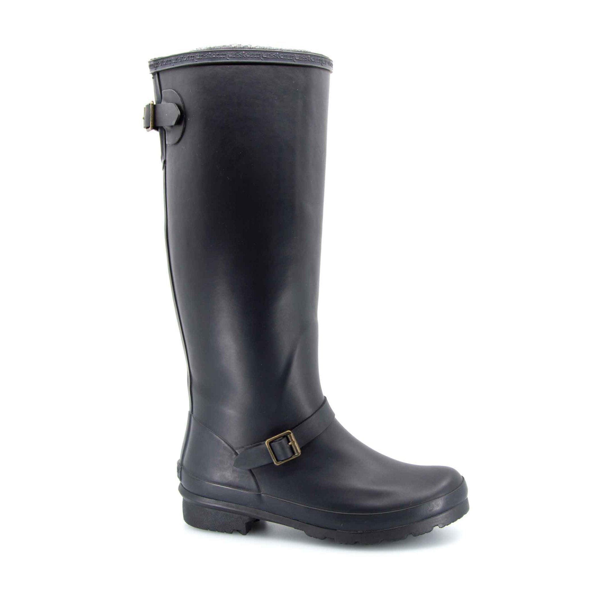 Original Fleeced Tall Gumboots Rustic Black 3 | Wellies Online