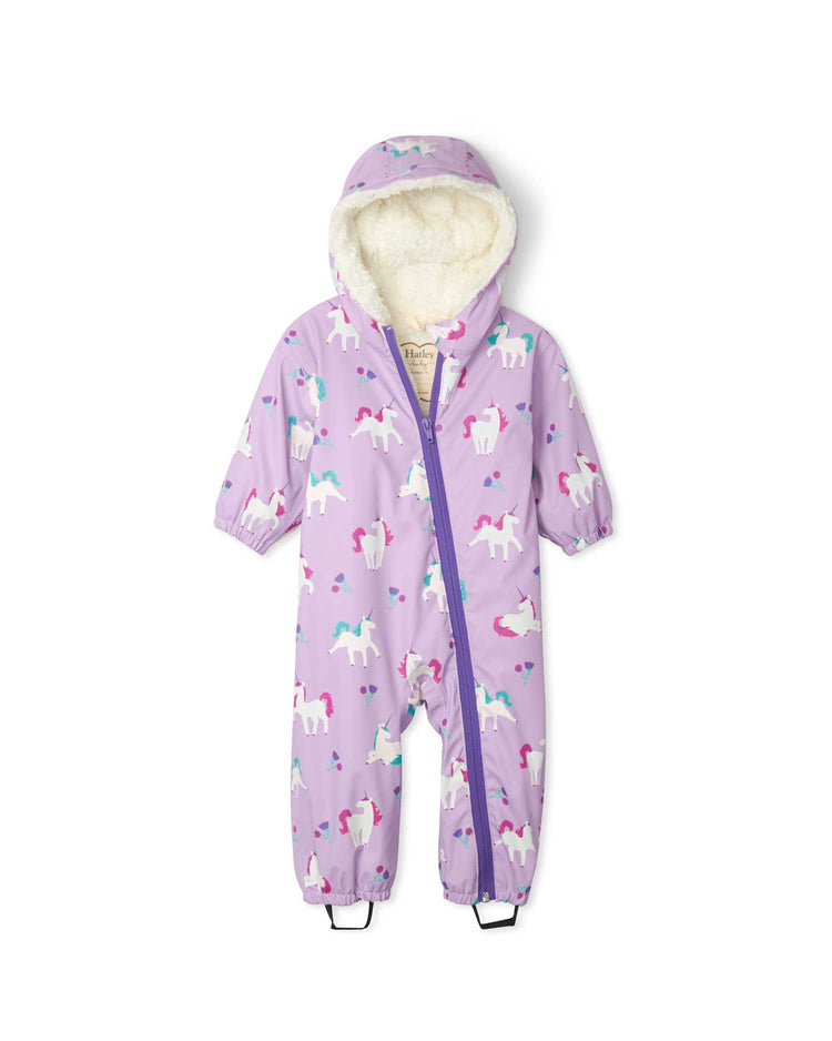 Playful Unicorns Sherpa Lined Colour Changing Baby Bundler 1 | Wellies Online