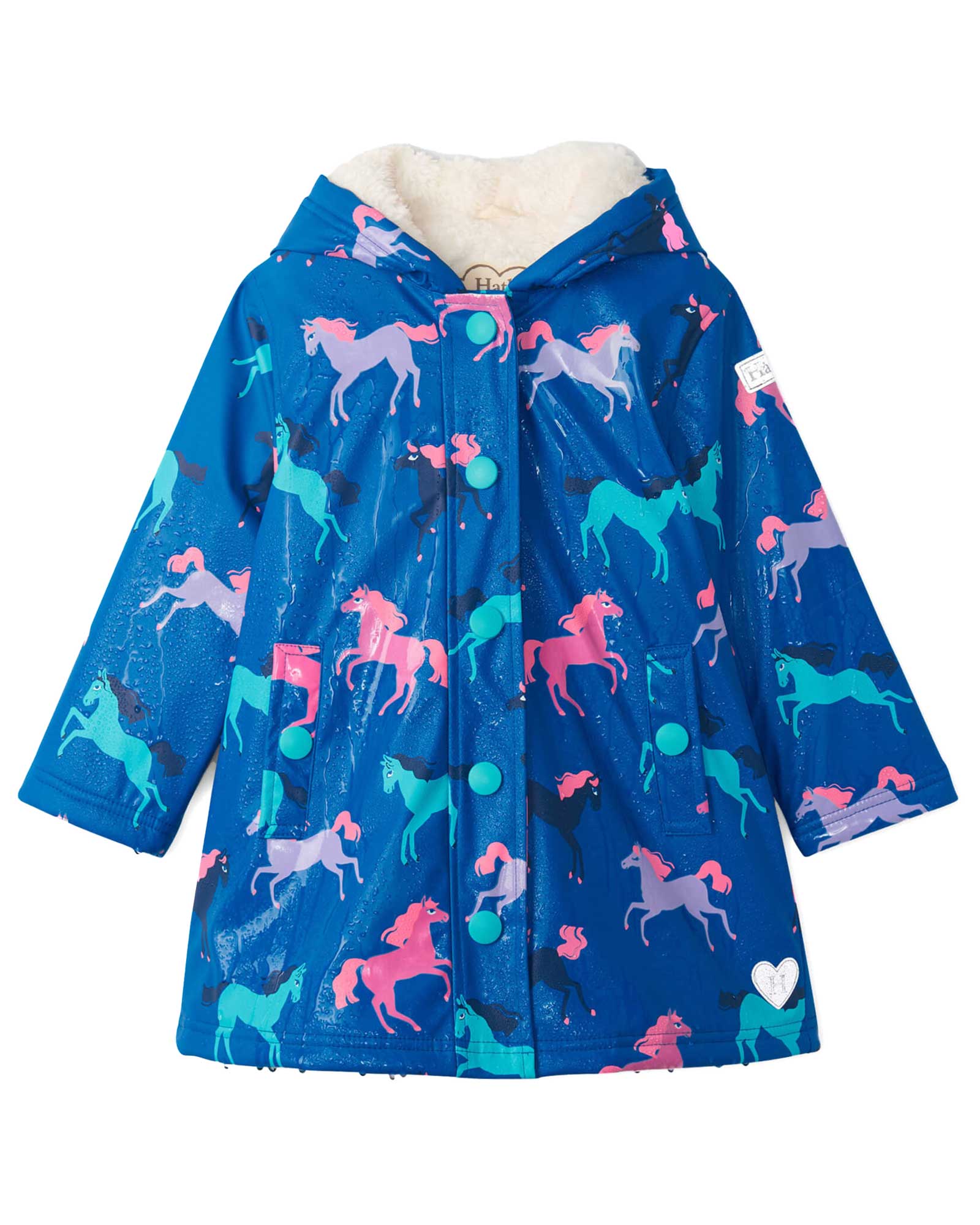 Prancing Horses Colour Changing Sherpa Lined Raincoat 2 | Wellies Online