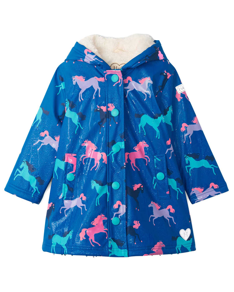 Prancing Horses Colour Changing Sherpa Lined Raincoat 2 | Wellies Online