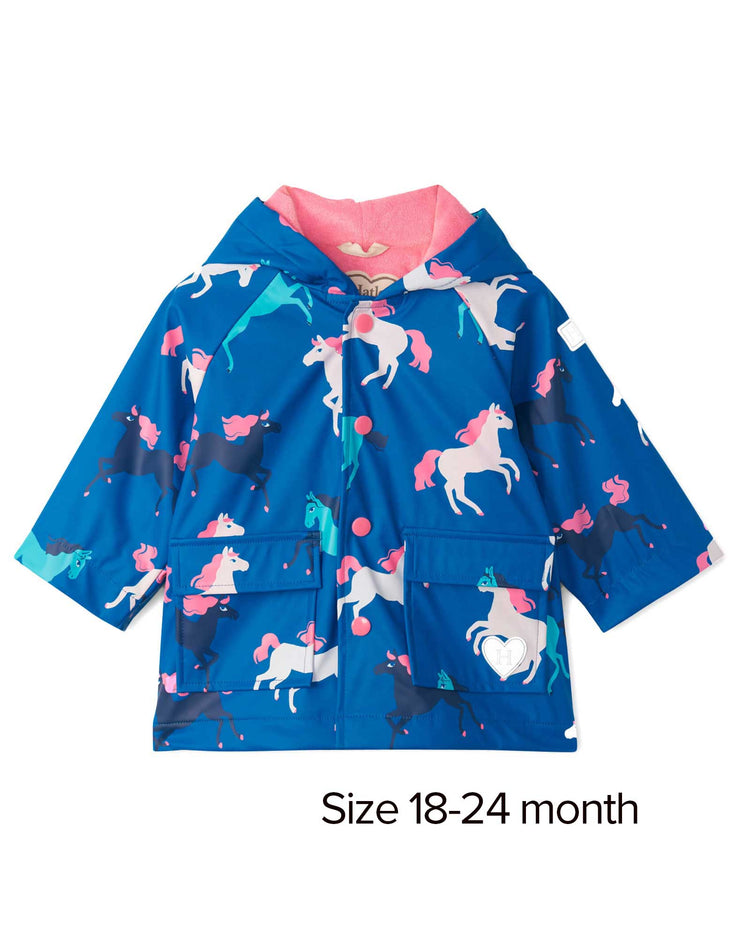 Prancing Horses Colour Changing Sherpa Lined Raincoat 4 | Wellies Online