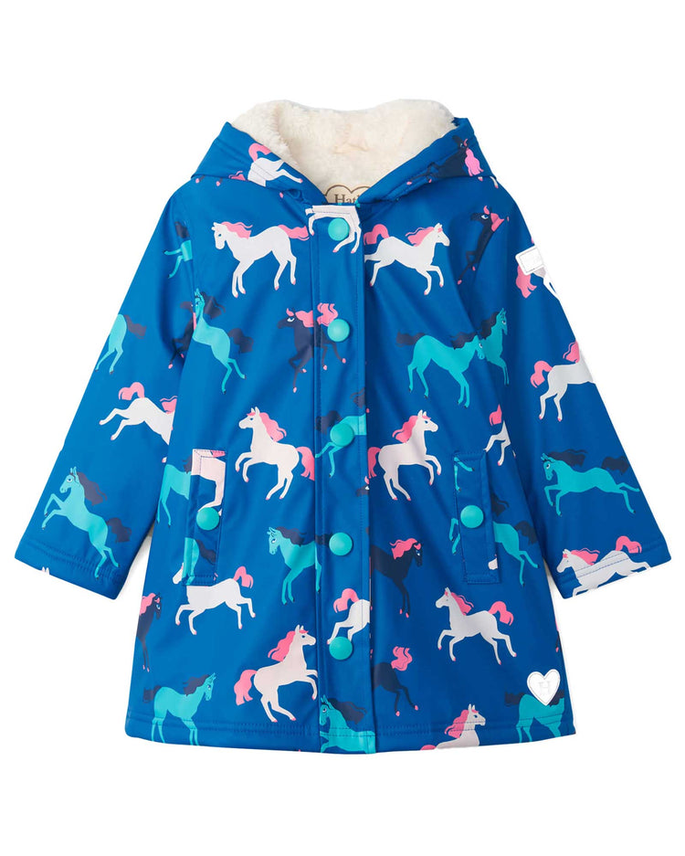 Prancing Horses Colour Changing Sherpa Lined Raincoat 1 | Wellies Online