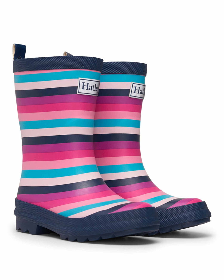 Pretty Stripes Matte Gumboots 3 | Wellies Online