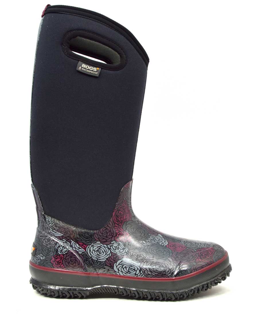 Classic Rosey Tall Black Gumboots