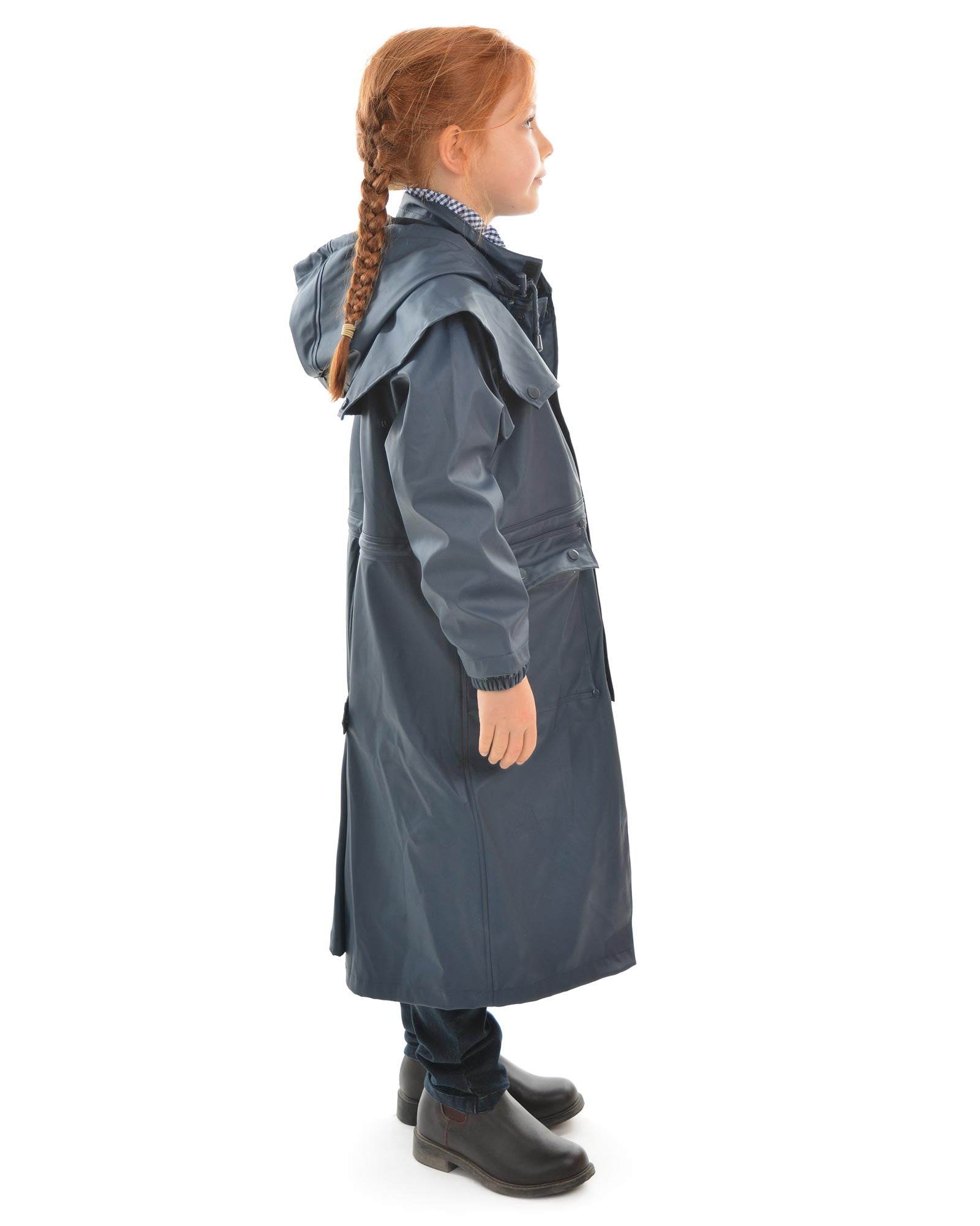 Kids Navy Pioneer Long Raincoat