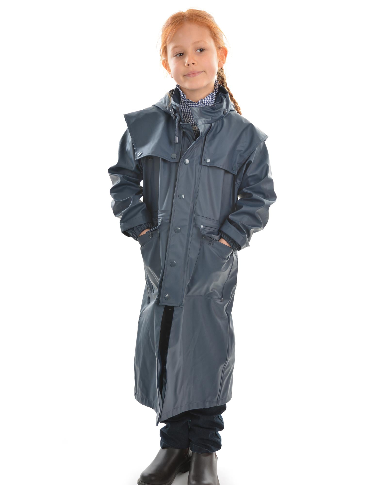 Kids Navy Pioneer Long Raincoat