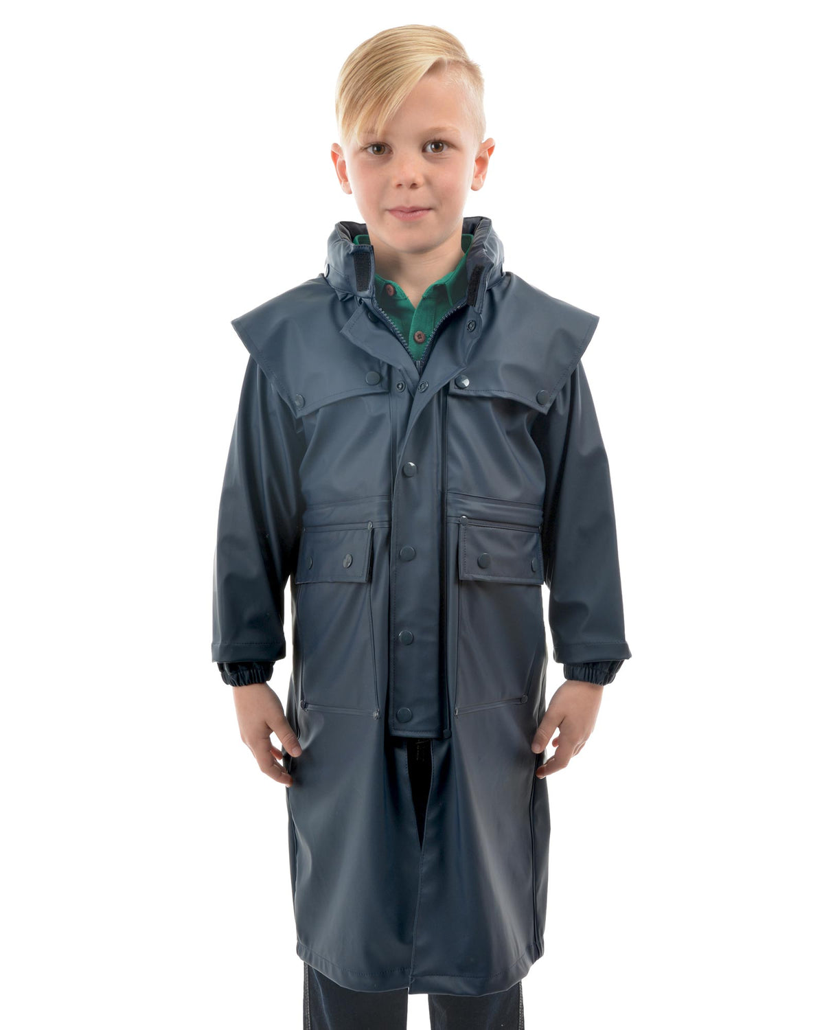 Kids Navy Pioneer Long Raincoat