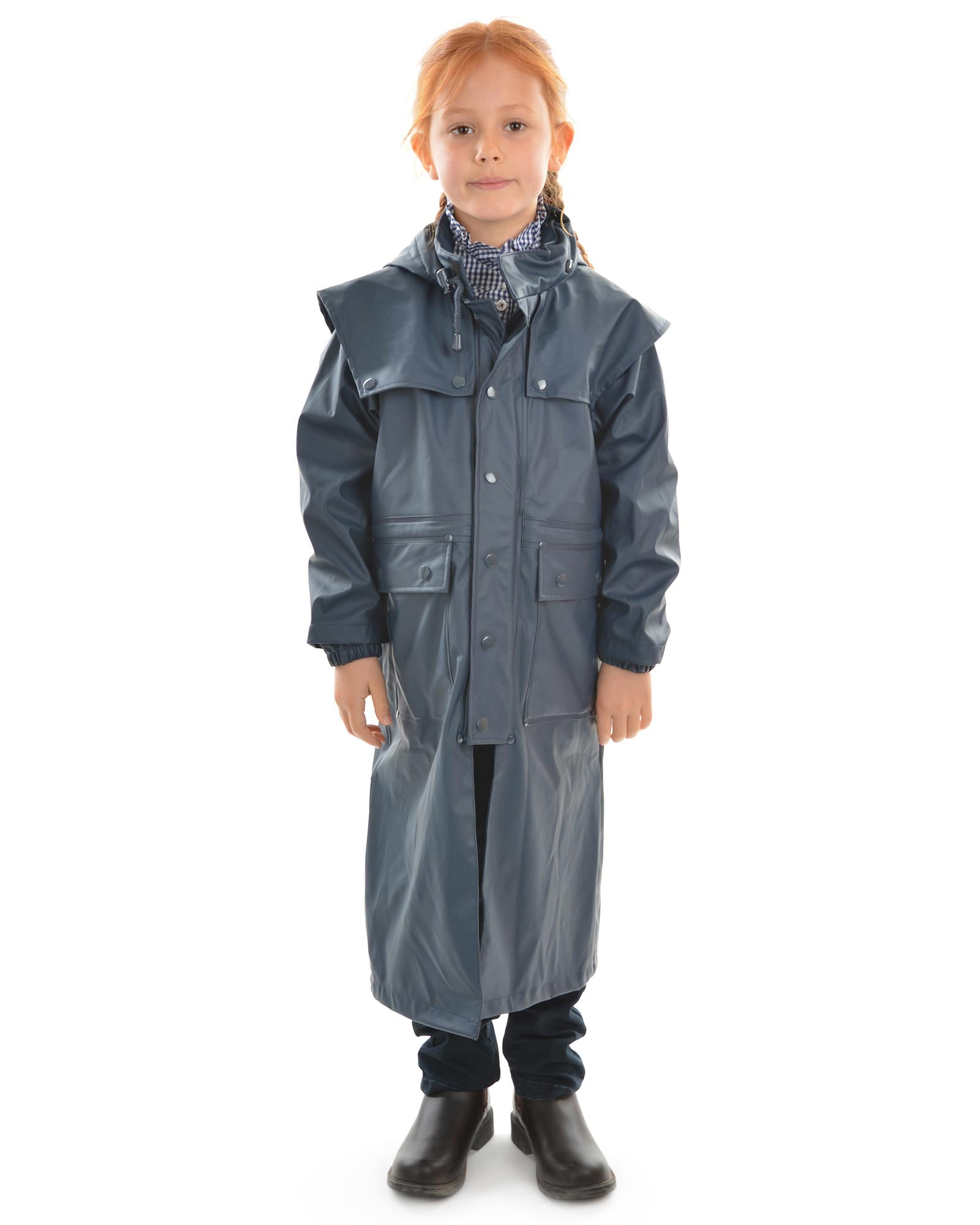 Kids Navy Pioneer Long Raincoat