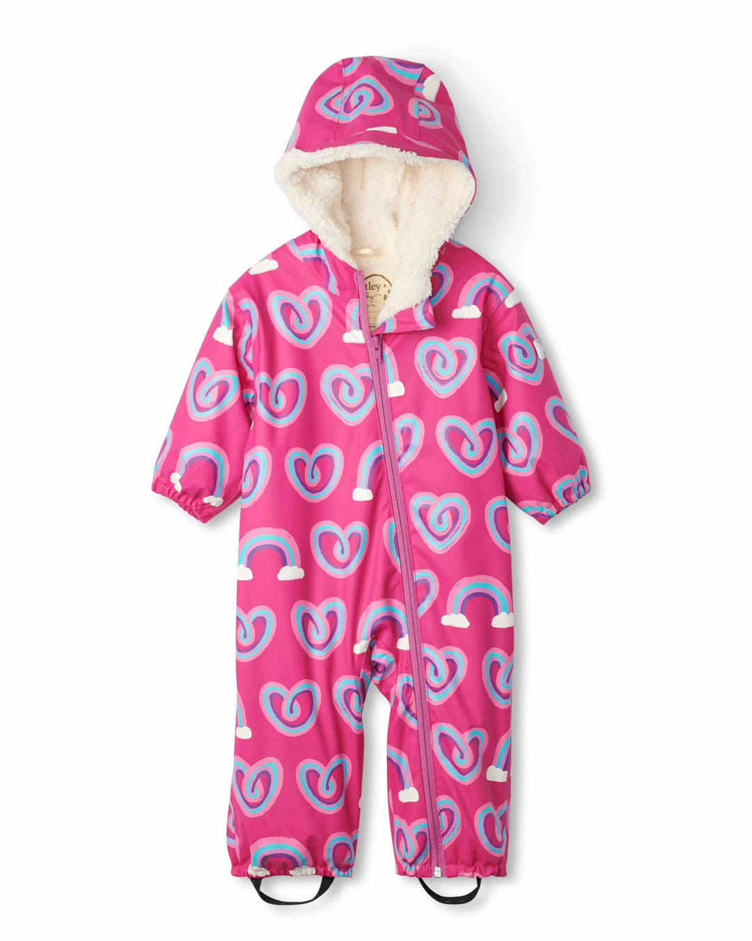 Twisty Rainbow Hearts Sherpa Lined Baby Bundler 1 | Wellies Online