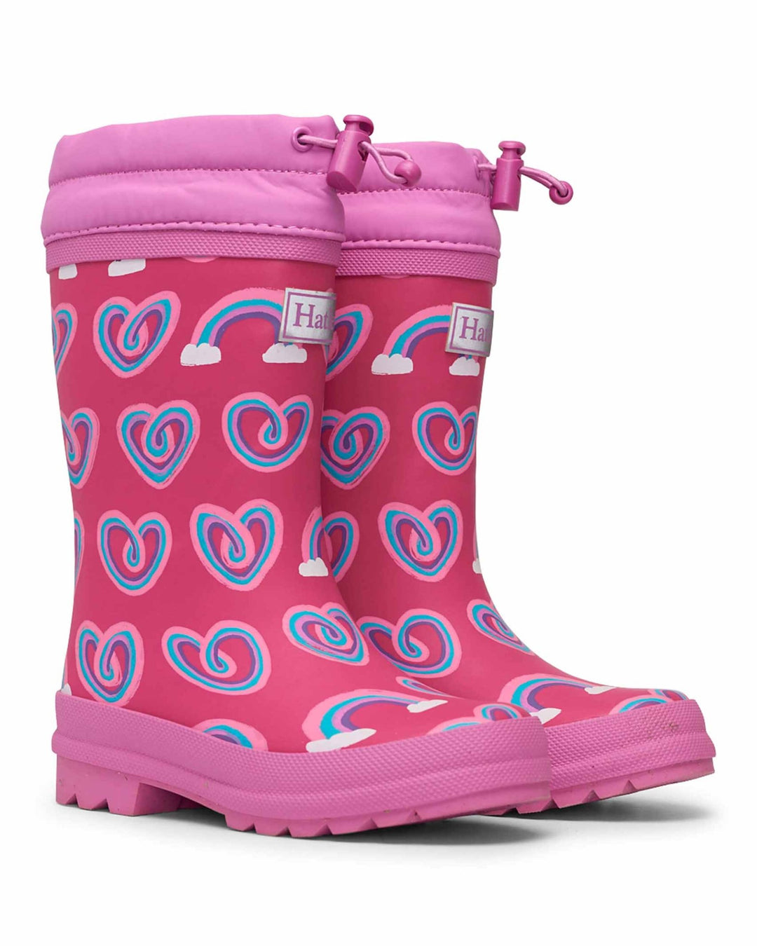 Twisty Rainbow Hearts Sherpa Lined Gumboots 2 | Wellies Online