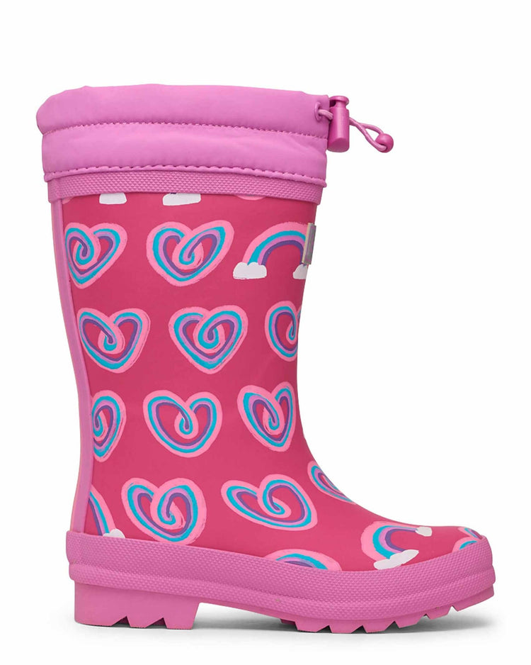 Twisty Rainbow Hearts Sherpa Lined Gumboots 1 | Wellies Online