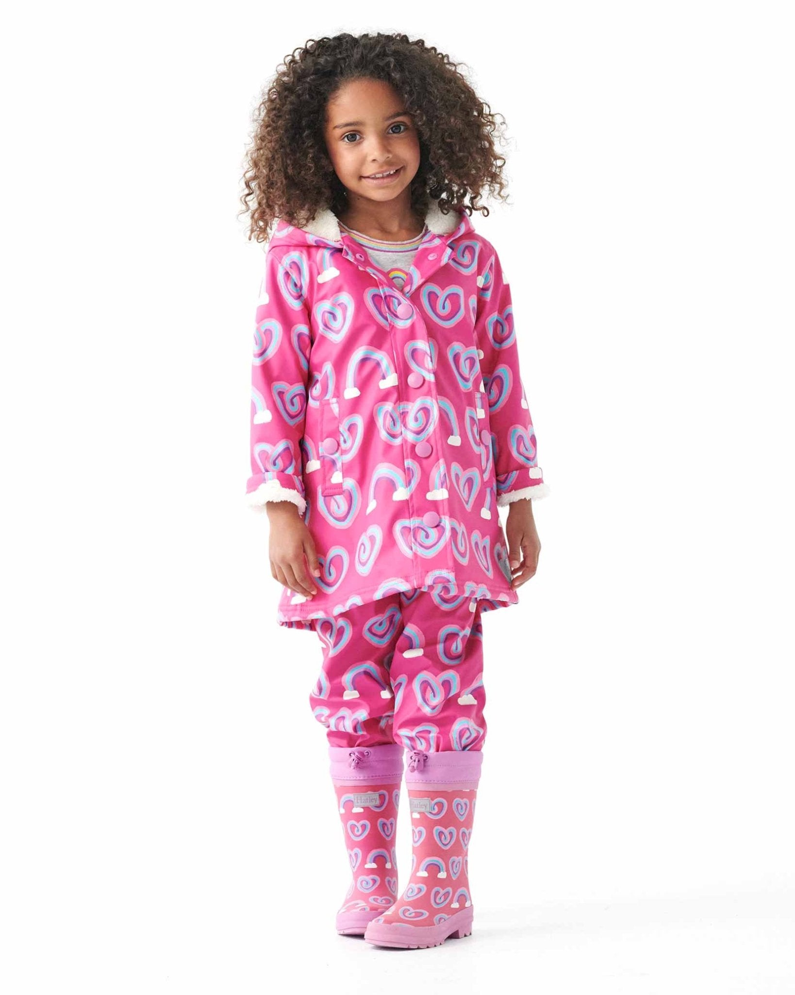 Twisty Rainbow Hearts Sherpa Lined Gumboots 3 | Wellies Online