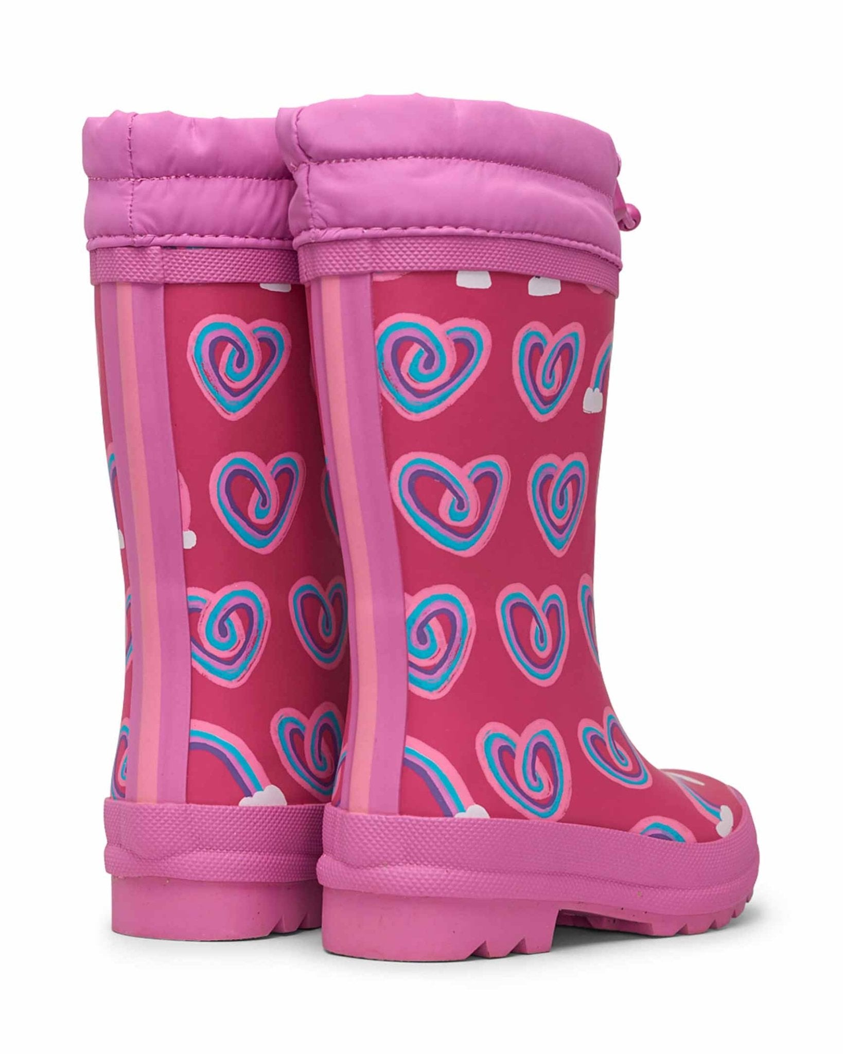 Twisty Rainbow Hearts Sherpa Lined Gumboots 4 | Wellies Online